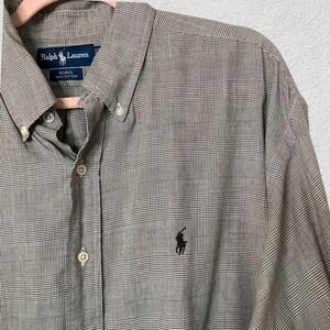 Ralph Lauren Blake Men XL‎ Glen Plaid Button Down Shirt Cotton Black Pony